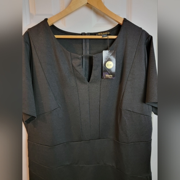 Chicwe Women's Stretch Black Sort Sleeved Dress 2X Scarf NWT‎ - Picture 7 of 13